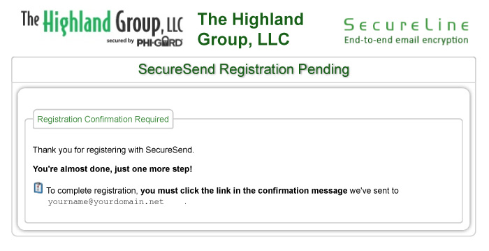 SecureSend Registration Pending