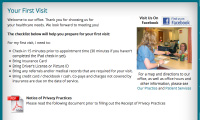 medical website first visit pages