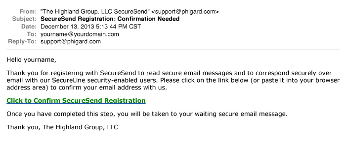 SecureSend Confirmation